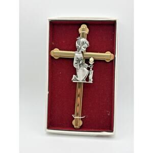 New in Box Brass 6" Cross for Little Girls' First Holy Communion ~MADE IN USA~
